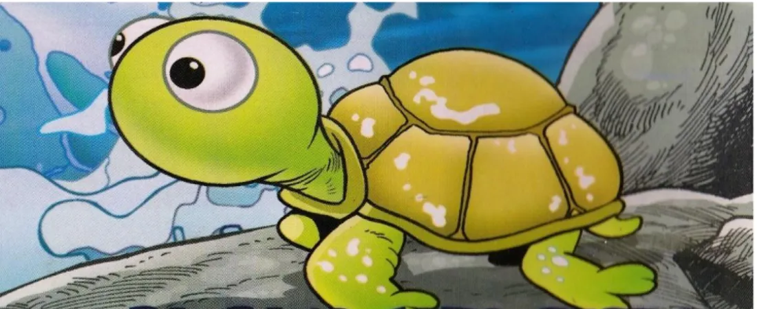 Gambar 3.1.3: Penggambaran sang kura-kura dalam cergam Kura-kura si penjaga samudra 