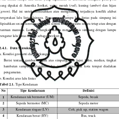 Tabel 2.1. Tipe Kendaraan 