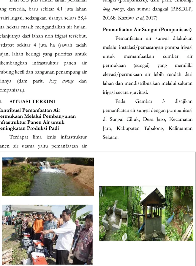 Gambar 3. Pemanfaatan air sungai dengan pompanisasi di Sungai Ciliuk, Desa Jaro, Kecamatan Jaro,  Kabupaten Tabalong, Kalimantan Selatan 