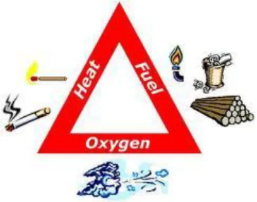 Gambar 5.1. Fire Triangle (bahan bakar, panas, dan oksigen) 