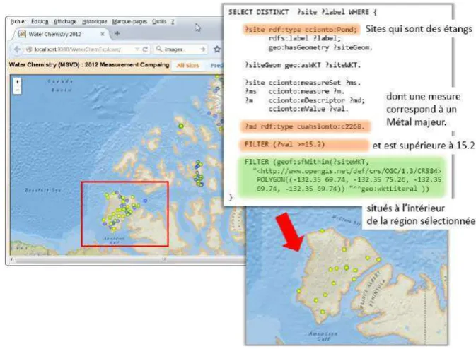 Figure 12: Search for additional information in the web of data using the links GeoNames a region (by Banks Island) or DBpedia a 