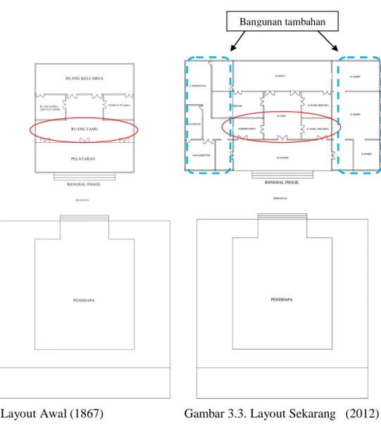 Gambar 3.2  Layout Awal (1867)              Gambar 3.3. Layout Sekarang   (2012) 