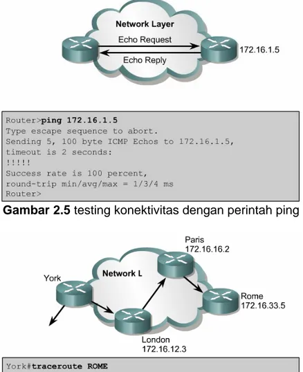 Gambar 2.5 testing konektivitas dengan perintah ping 