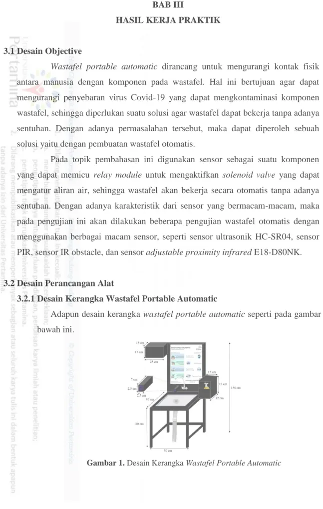 Gambar 1. Desain Kerangka Wastafel Portable Automatic 