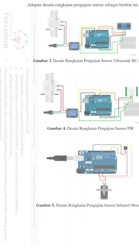 Gambar 3. Desain Rangkaian Pengujian Sensor Ultrasonik HC-SR04 