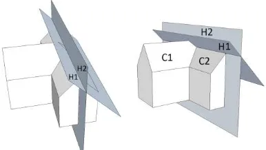 Figure 6. Three cases of a T-shaped ridge intersection. 