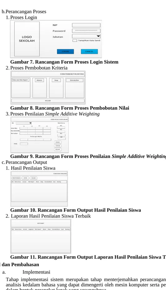 Gambar 7. Rancangan Form Proses Login Sistem 2. Proses Pembobotan Kriteria