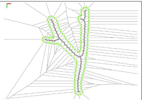 Figure 5. Voronoi Diagram from component boundary (green).    