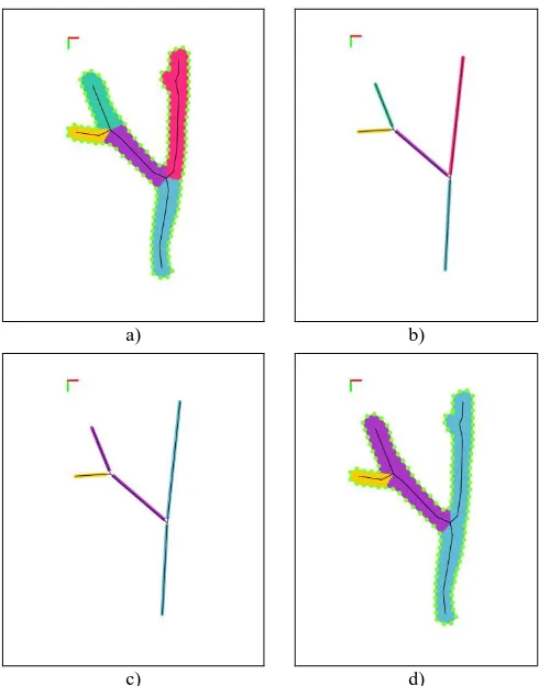 Figure 8. Retrieval of paths. a) Component after point assignment and determination of paths between irregular vertices