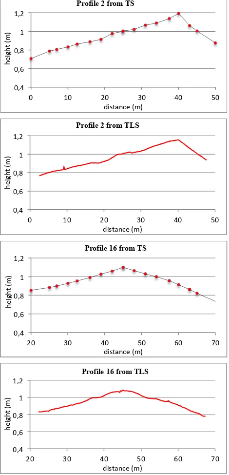 Figure 5. Standard profile surveyed with tachymetric and TLS surveying method 
