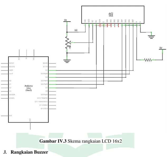 Gambar IV.3 Skema rangkaian LCD 16x2 