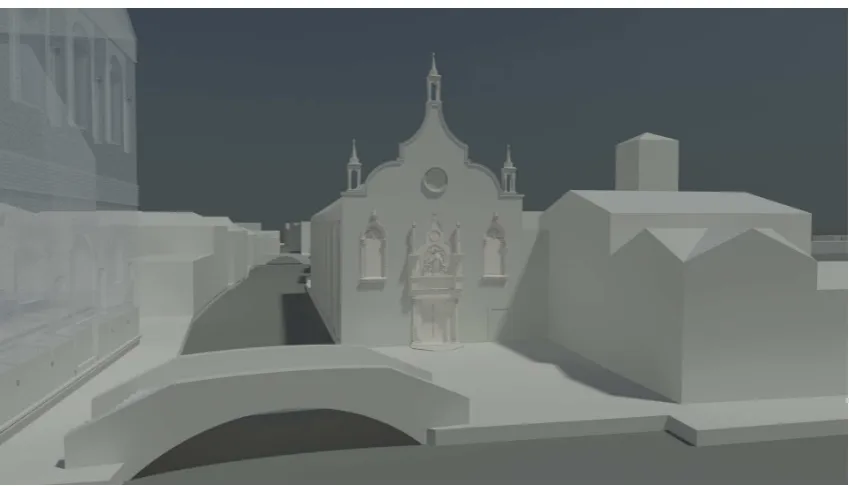 Figure 10: the virtual modelling of the second façade appearance from the XVth to the XVIIth century 