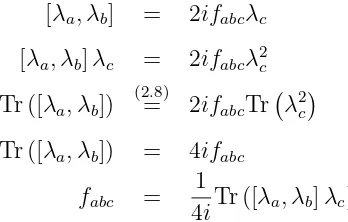 Tabel 2.1: Konstanta struktur anti-simetrik dari SU(3) yang seluruhnya tidak nol.