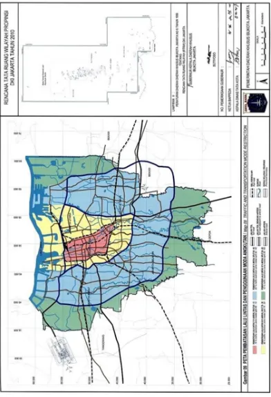 Gambar 3.6. Peta Pembatasan Lalu Lintas dan Penggunaan Moda Angkutan  Sumber: RTRW 2010 Dinas Tata Ruang DKI Jakarta commit to user 