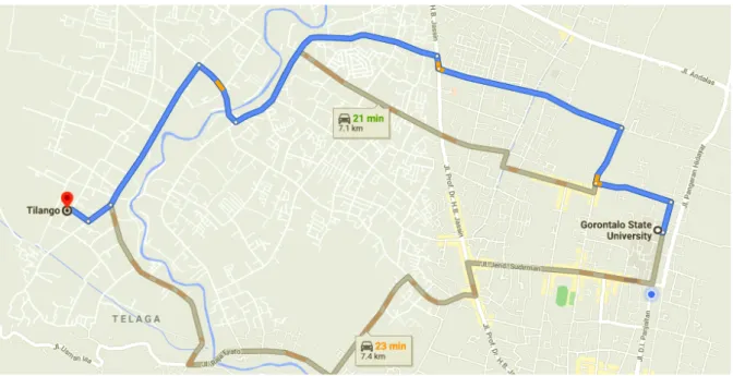 Gambar 1. Peta Kecamatan Tilango dan Telaga Lokasi Sekolah Mitra 