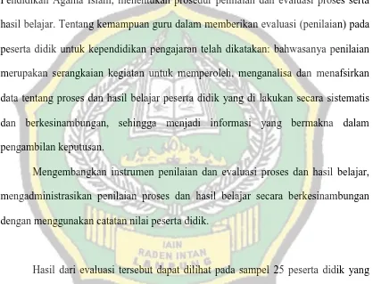 Tabel 7 Nilai Pelajaran PAI SMP PGRI 6 Bandar Lampung 