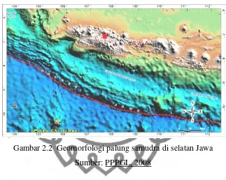Gambar 2.2  Geomorfologi palung samudra di selatan Jawa 