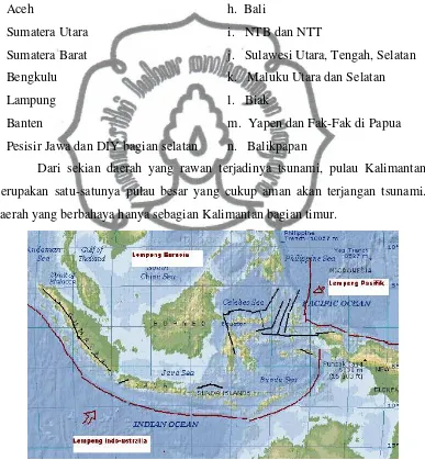 Gambar 2.8  Daerah rawan tsunami di Indonesia 