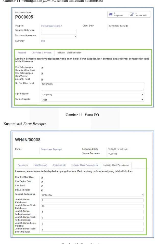 Gambar 11. Form PO  3.  Kustomisasi Form Receipts  