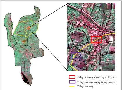 Figure 9: Village boundary 2001 overlaid on HRSI 