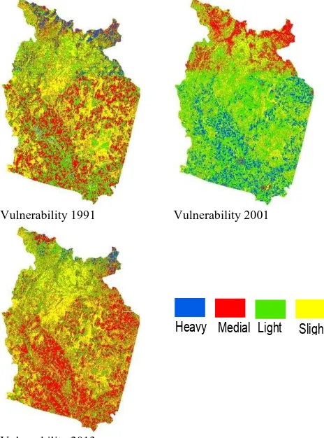 Figure 4. Environmental vulnerability maps of the study area.  