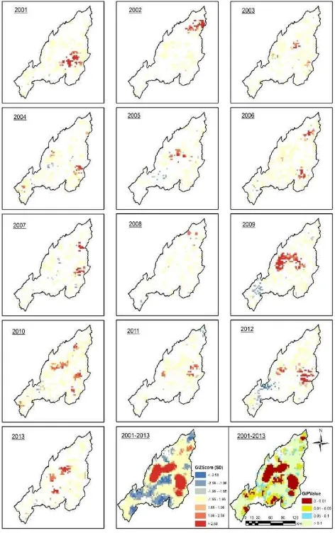 Fig. 5 shows estimated clustering probabilities of occurrence of fires in Nagaland state