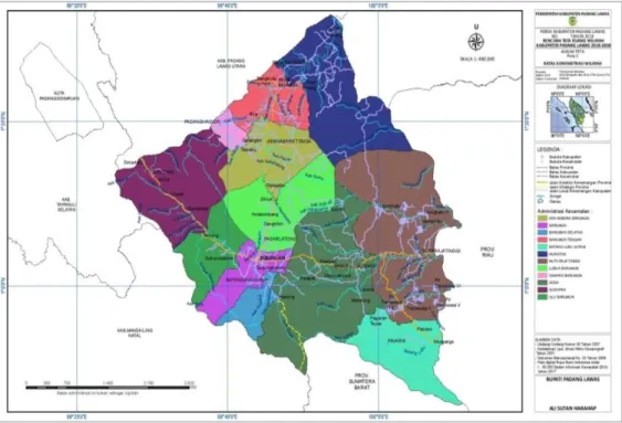 Gambar 4.1: Peta Administrasi Kabupaten Padang Lawas  Sumber : Bappeda Kabupaten Padang Lawas, Tahun 2011-2031 