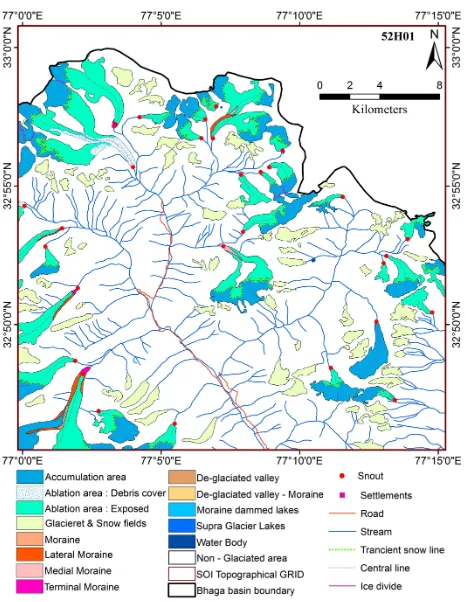 Figure 4: Glacier Inventory Map of Bhaga Basin