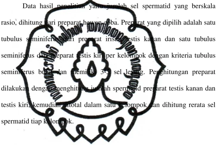 Tabel 1 memperlihatkan nilai rerata sel spermatid tiap kelompok. commit to user 