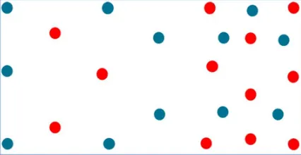 Figure 5. A schematic representation of GCPs (red dots) and CPs (blue dots) distribution