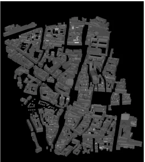 Fig.8(a) shows the resulting SAR image where building re-sponses are represented by bright layover areas and partly dou-ble reﬂection lines