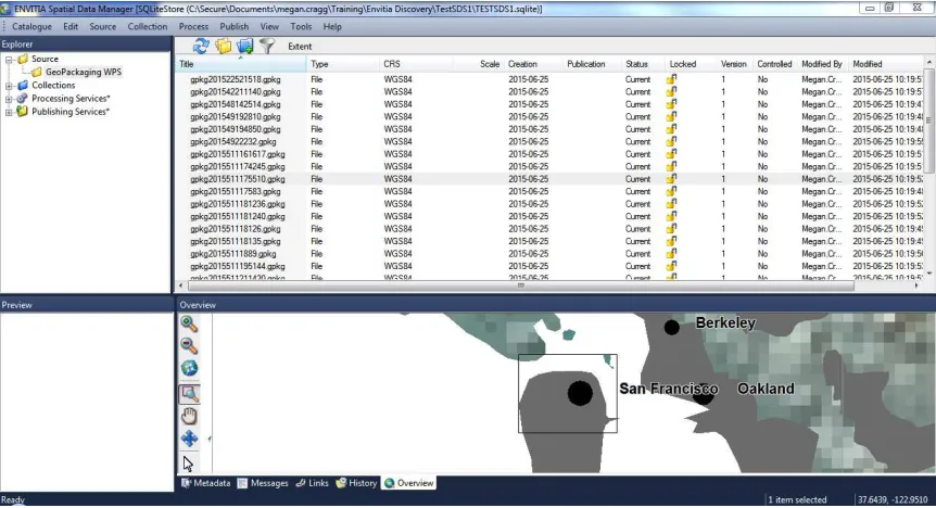 Figure 4. A screenshot of the Envitia Spatial Data Manager component in Envitia Discovery 