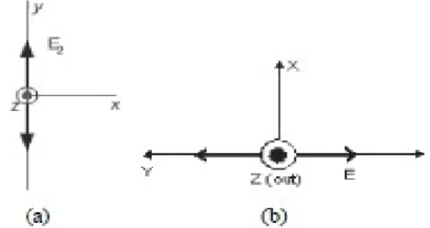 Gambar 2.4 Polarisasi linier ( a. Vertikal dan b. Horizontal ) 