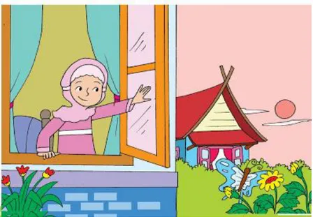 Figure 1: Siti membuka jendela    Buku paket untuk  siswa tema 5 kelas 5