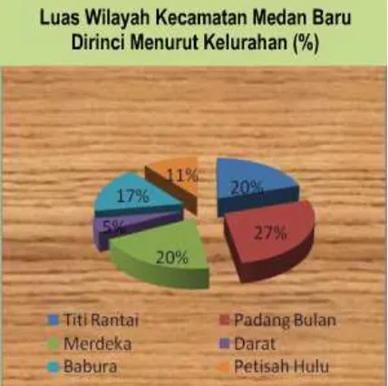 Gambar  4.1.1.a Luas Wilayah Kecamatan Medan Baru menurut Kelurahan (%) Sumber : Statistik Daerah Kecamatan Medan Baru, 2012 