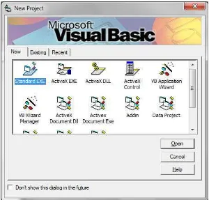 Gambar 2.2  Tampilan pilihan program pada Visual Basic 6.0 