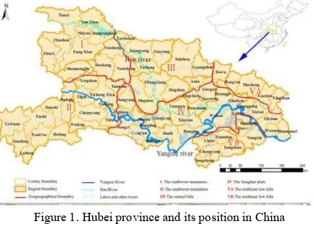 Figure 1. Hubei province and its position in China 