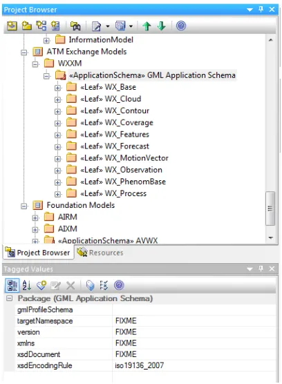 Figure 11. Populating the tagged values for the GML application schema 