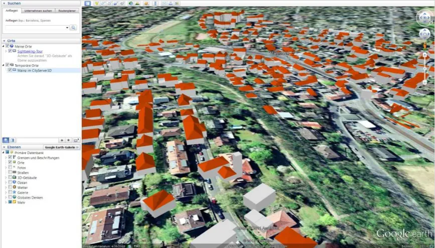 Figure 6: Mainz in Google Earth, made available over GetTileDefinition. 