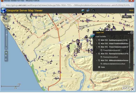 Figure 10. A portrayal of some of the harmonized data through the ESRI client 