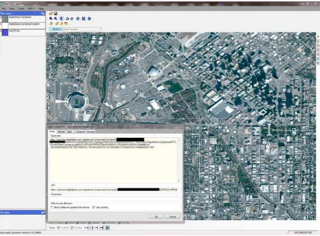 Figure 5 - DigitalGlobe WMS implementing HTTPS in Gaia. For privacy purposes the access credentials passed to the WMS are “blacked out”