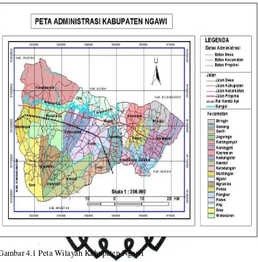 Gambar 4.1 Peta Wilayah Kabupaten Ngawi 