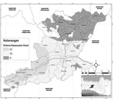 Gambar 5. Peta Kesesuaian Lahan Tanaman Karet di Kabupaten Banjarnegara 