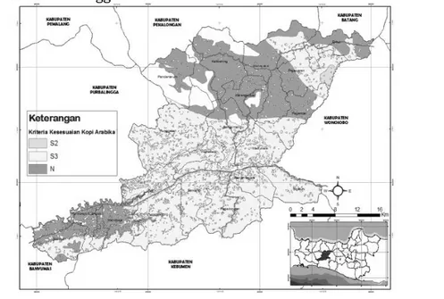 Gambar 2. Peta Kesesuaian Lahan Tanaman Kopi Arabika di Kabupaten Banjarnegara  Kopi Robusta 