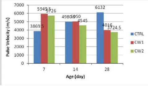 Fig. 3: Pulse velocity – age relation for specimens 
