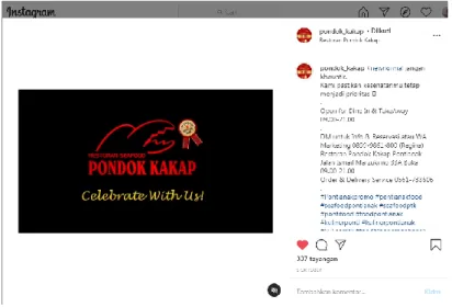 Gambar 3.9. Screenshot bumper Restoran Seafood Pondok Kakap  Sumber: Instagram Restoran Seafood Pondok Kakap 