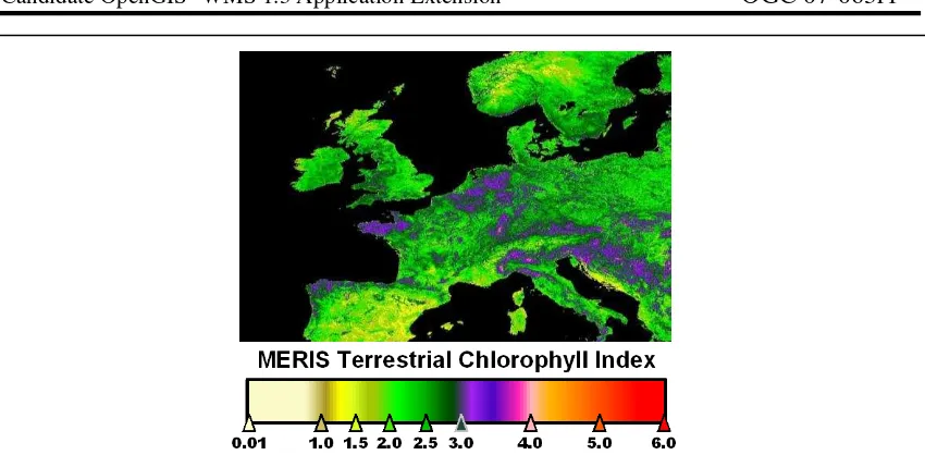 Figure 7-2:  Example geophysical parameter map, in pseudo-colour with associated colour legend
