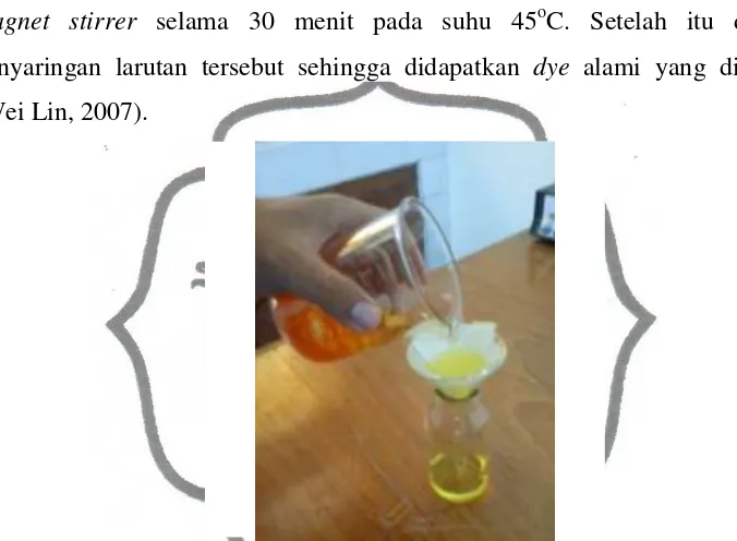 Gambar 3.4. Proses penyaringan pada ekstraksi Dye β-Carotene wortel 