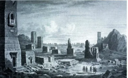 Figure 1. An old 18th century drawing by F. Cassas depicting the Valley of Tombs in Palmyra in Syria