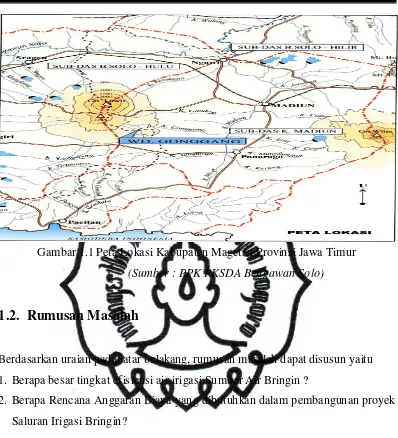 Gambar 1.1 Peta Lokasi Kabupaten Magetan Provinsi Jawa Timur 